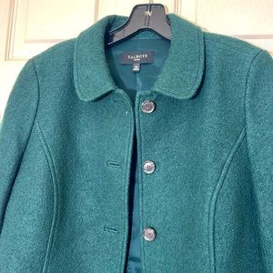 Talbots Women’s Winter Jacket Size 10 Petite Green Wool Blend ExcellentCondition